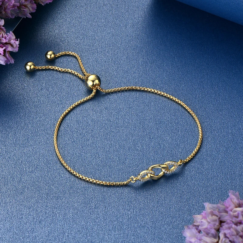 2024 Trendy Stretch Adjustable Moissanite Bracelet Real 925 Silver Plated Gold Bracelet-losil