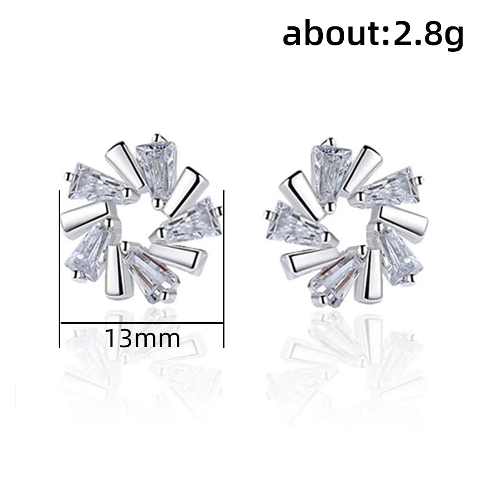 Huitan Fashion Women Earrings Ear Piercing Silver Color Bridal Wedding Earrings for-losil