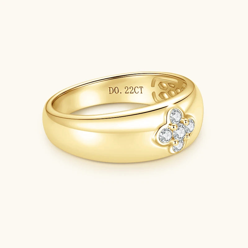 2025 Trendy Clover Flower Chunky Ring 925 Sterling Sliver D Moissanite Rings-losil