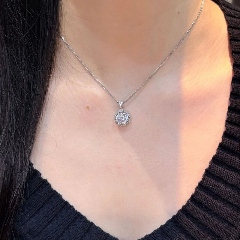 OEVAS Oval Cut 3CT 100% Real Moissanite Necklace for Women 925 Sterling-losil