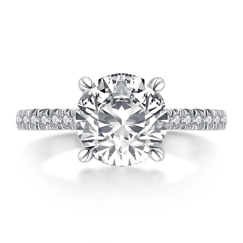 ANZIW 925 Sterling Silver 3ct Round Cut Engagement Rings Sparkling Zirconia Wedding-losil
