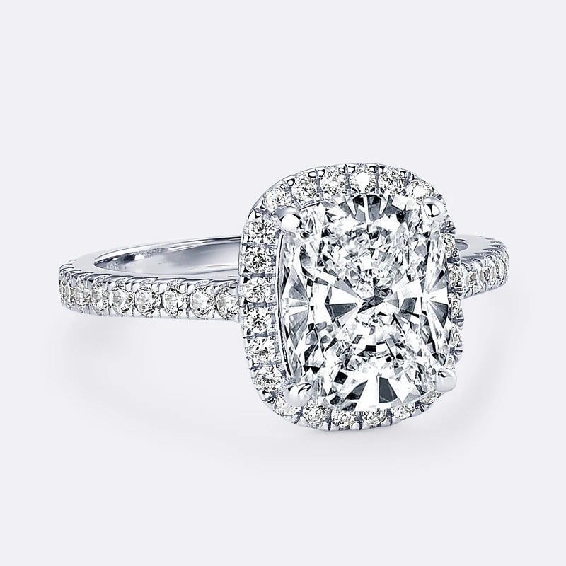 Anziw Original 4.0 Carat Cushion Cut Moissanite Wedding Ring 925 Sterling Sliver-losil