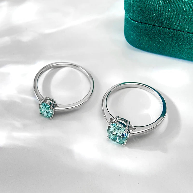 OEVAS Real 1CT / 2 Carat Oval Aquamarine Moissanite Ring For Women-losil