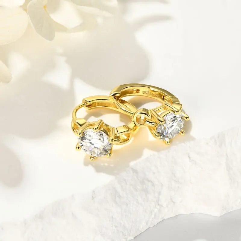 2025 New 2.0cttw D Moissanite Hoop Huggie Earrings for Women 925 Silver-losil