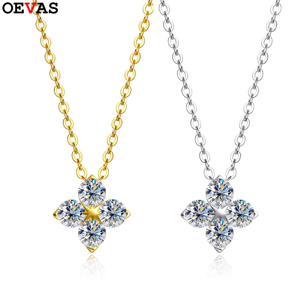 OEVAS 100% 925 Sterling Silver 0.4CT Moissanite Diamond Pendant Necklace For Women-losil