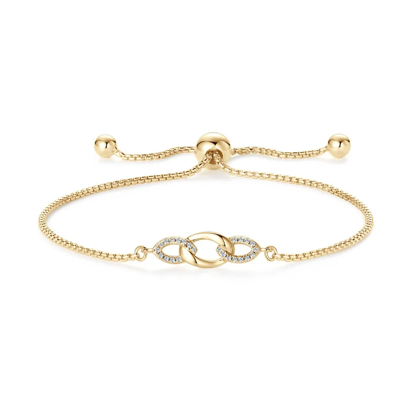 2024 Trendy Stretch Adjustable Moissanite Bracelet Real 925 Silver Plated Gold Bracelet-losil