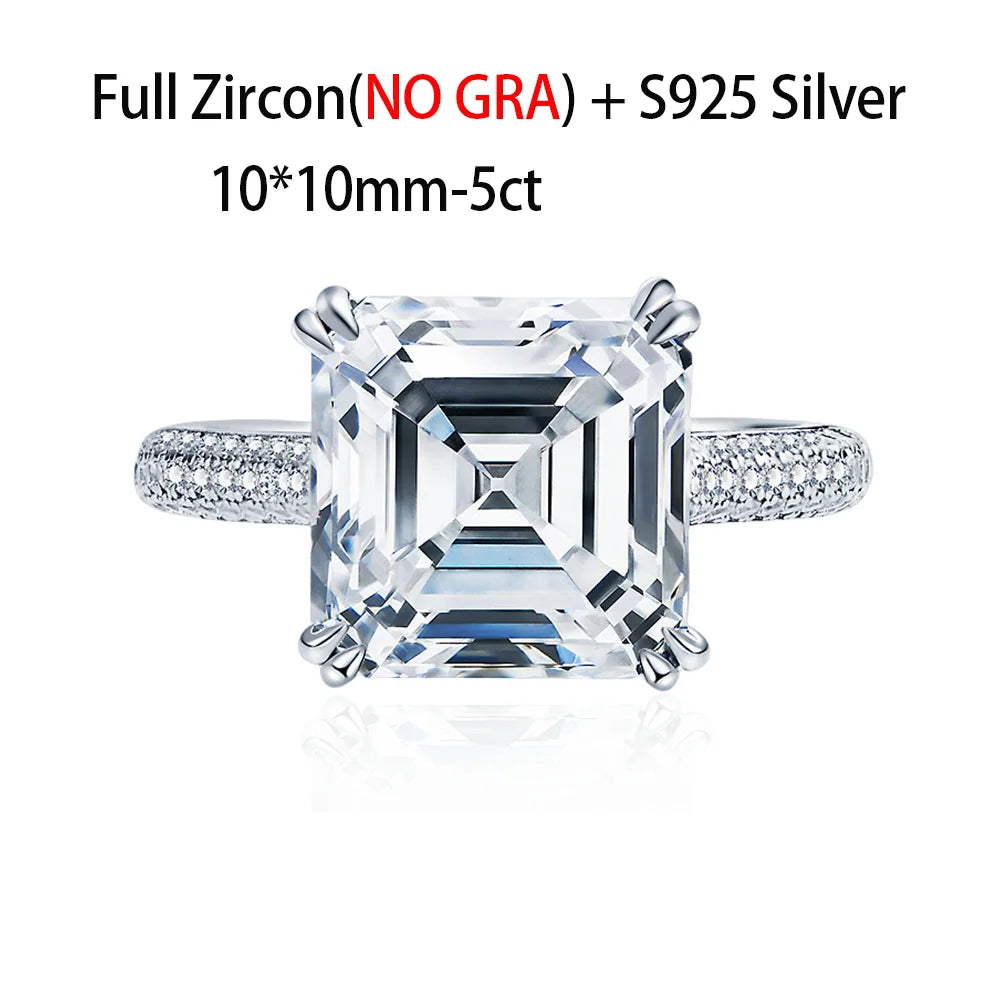 OEVAS 8x8mm 10ct Square Asscher Cut Moissanite Ring for Women 100% S925-losil
