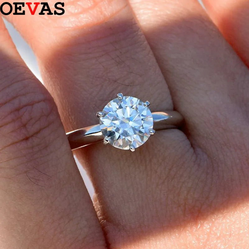 OEVAS 1-5CT D Color Round Moissanite Wedding Rings For Women 100% 925-losil
