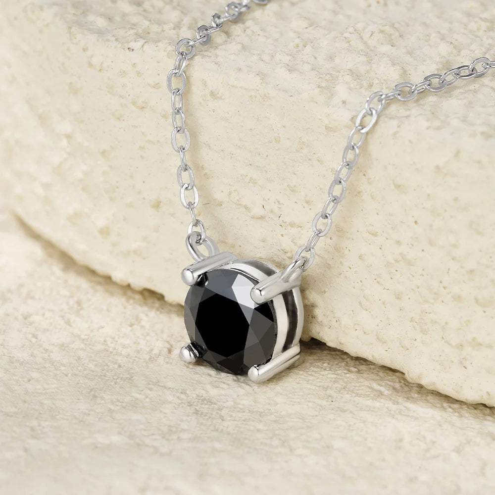 OEVAS 1CT/2CT Black Moissanite Pendant Necklace For Women 100% S925 Silver VVS1-losil