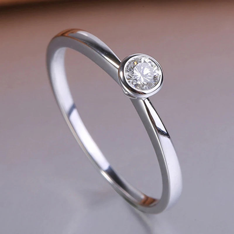 Huitan Classic and Simple Small Cubic Zirconia Rings for Women Minimalist Low-key-losil