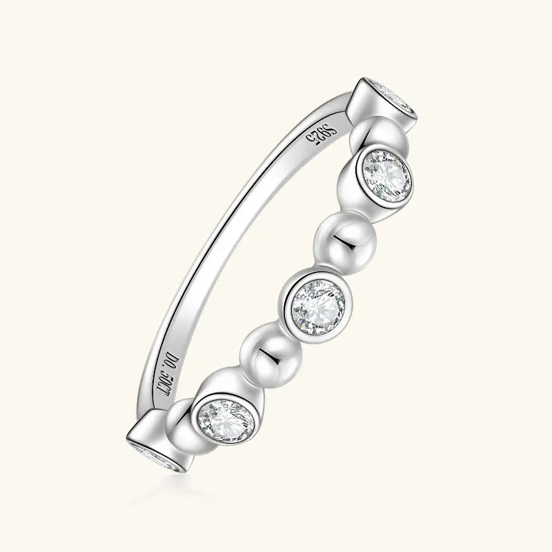 Anziw Fashion Five Stone Moissanite Ring for Women 925 Silver 18k Gold-losil