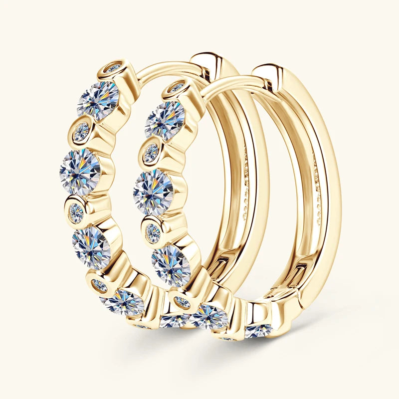 Anziw Real D0.57CT 1.3mm D Moissanite Hoop Earrings for Women 925 Sterling-losil