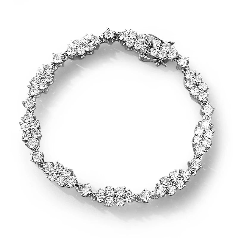 OEVAS 2MM 3MM High Carbon Diamond Wreath Bracelet 100% 925 Sterling Silver-losil