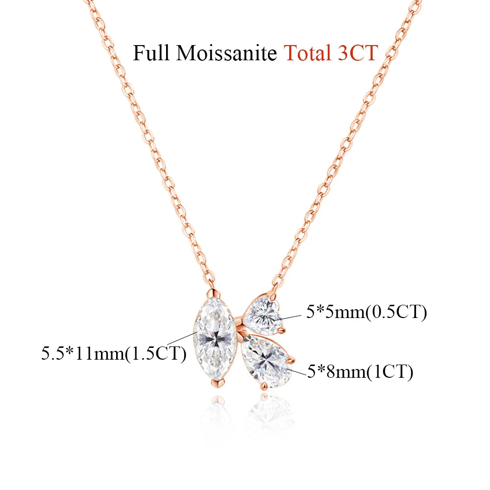 OEVAS 3cttw Marquise Cut Moissanite Necklace for Women S925 Silver Muti Shape-losil