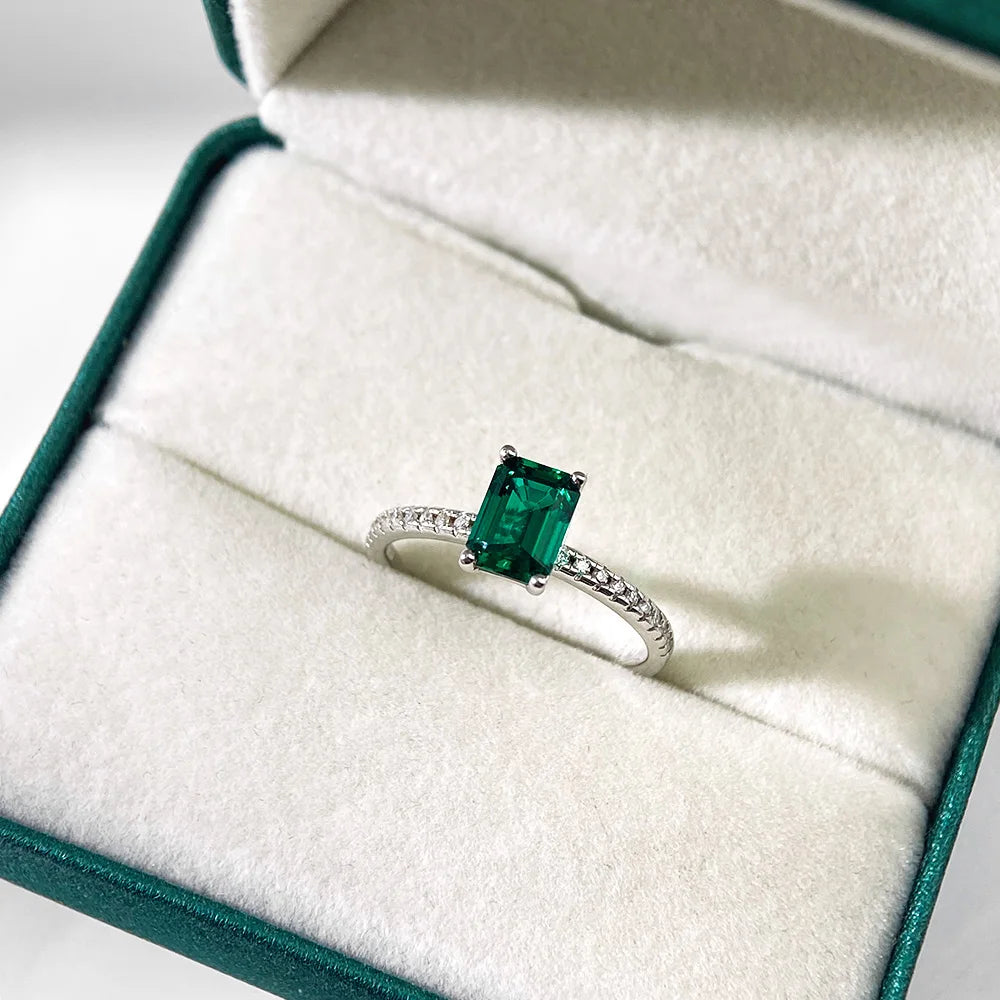 OEVAS 1CT Lab Grown Ruby/Yellow Sapphire/Emerald Ring S925 Sterling Silver with Moissanite-losil