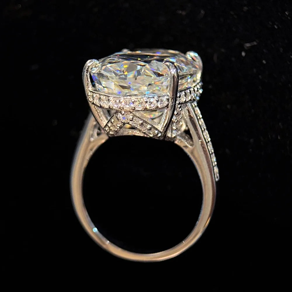 OEVAS 20CT 13*20mm Oval Cut Moissanite Ring For Women S925 Sterling Silver-losil