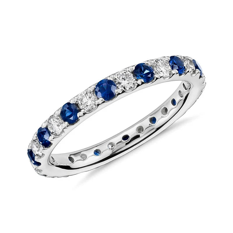 Huitan Round Thin Rings with Blue/White CZ Stone for Women Simple Stylish-losil