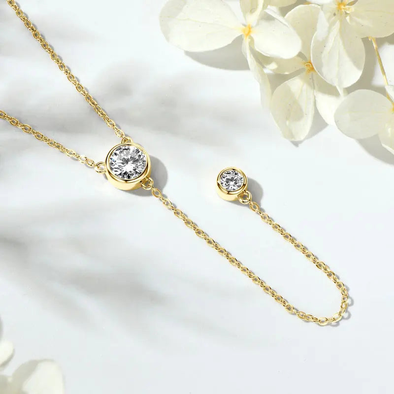 Anziw D1.30CT D Moissanite Pendant Y Shaped Necklace for Women 925 Sterling-losil