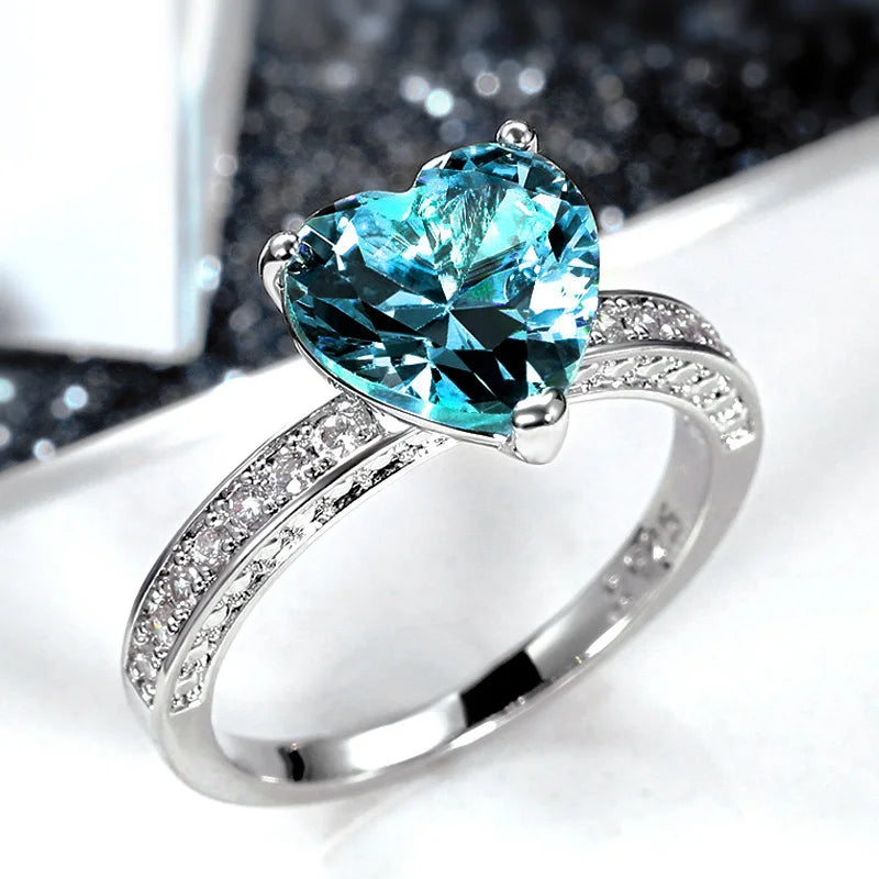 Huitan Luxury Solitaire Women Heart Engagement Rings AAA Pink Cubic Zirconia Proposal-losil