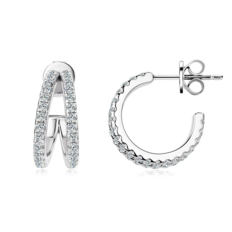 Original D0.50CT Moissanite Drop Piercing Earrings 925 Sterling Silver for Women Split-losil