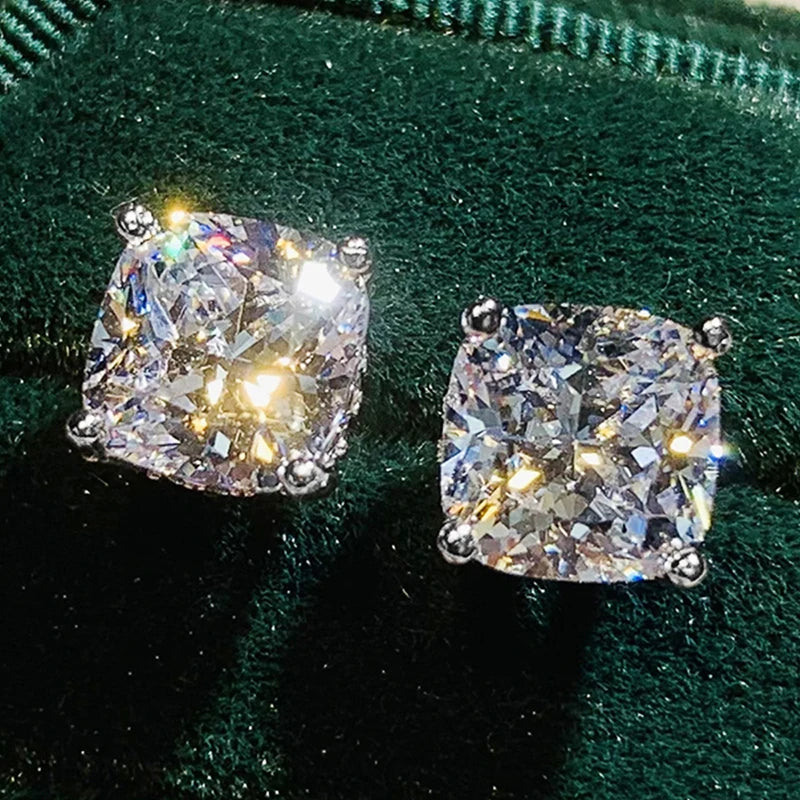Huitan Cushion White/Pink/Yellow/Blue Cubic Zirconia Stud Earrings for Women Simple Elegant Female-losil