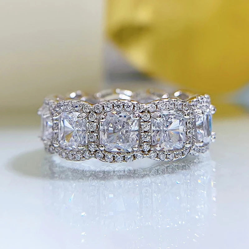 OEVAS 100% 925 Sterling Silver Sparkling 5*5mm Square Yellow Pink White High-losil