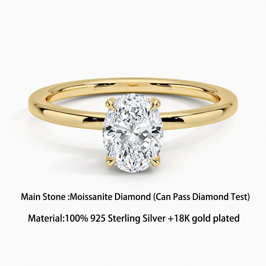 OEVAS 1-8CT 10X14MM Oval Cut Solitaire Moissanite Ring For Women S925 Silver-losil