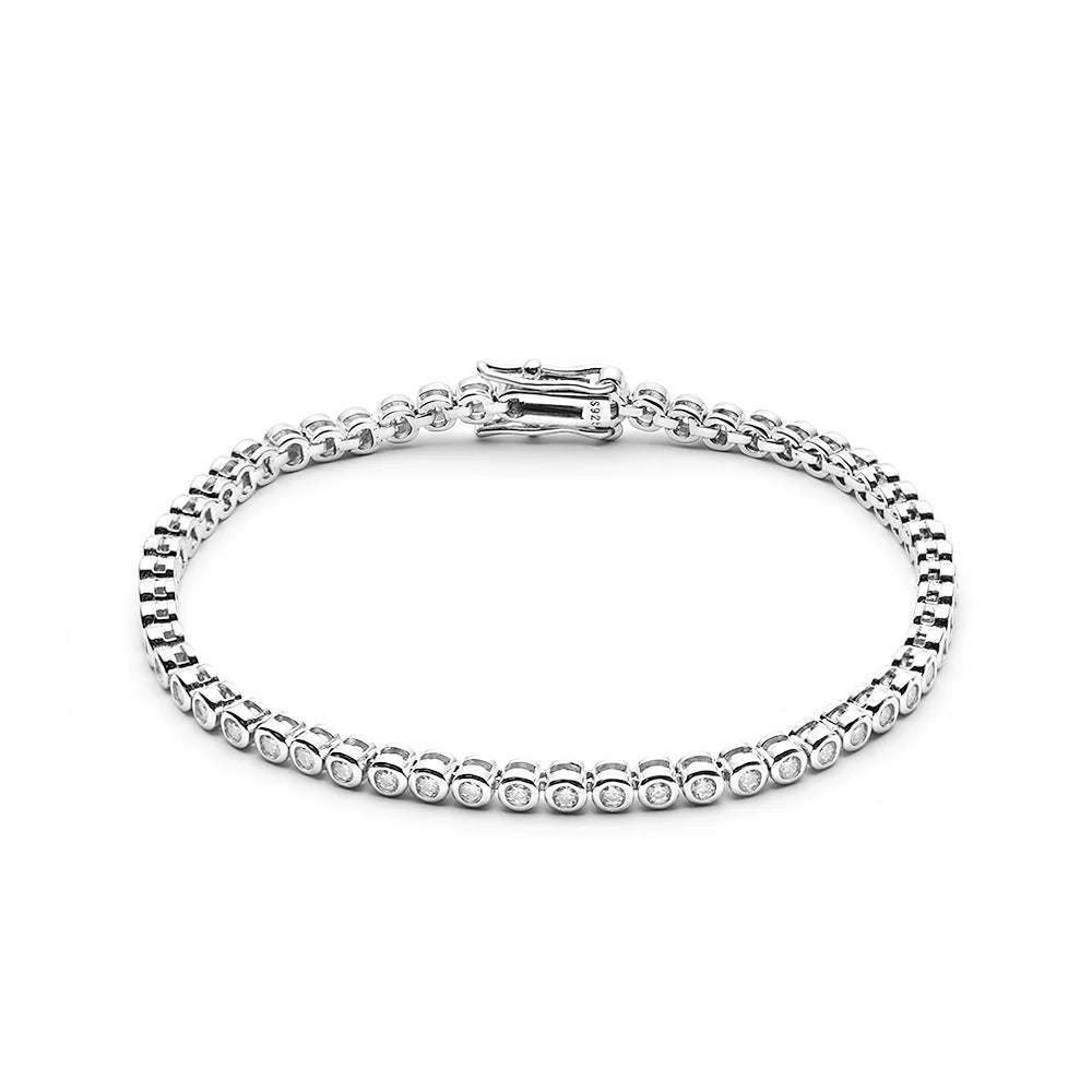 OEVAS 2mm Moissanite Bubble Tennis Bracelet For Women S925 Silver Sparkling Wedding-losil