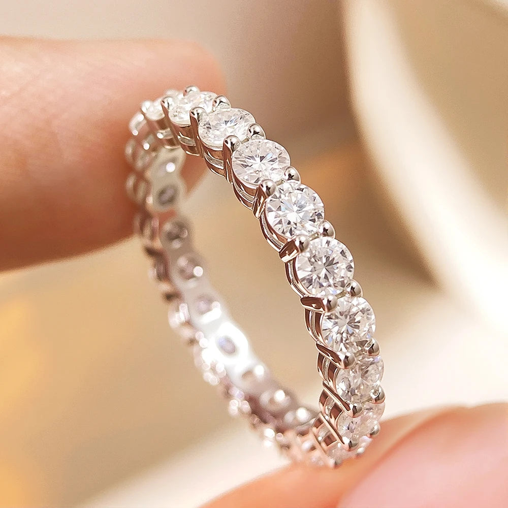 OEVAS 2.2 Carat 3MM Full Moissanite Ring For Women S925 Sterling Silver-losil