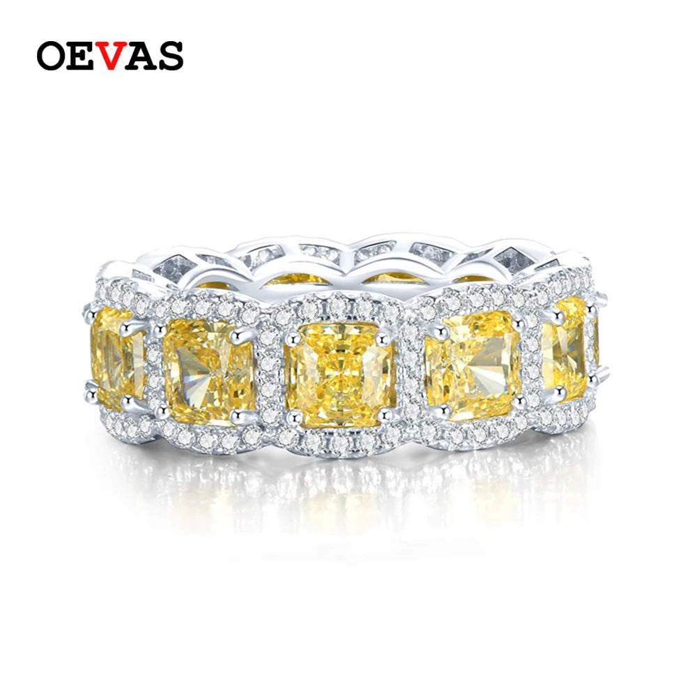 OEVAS 100% 925 Sterling Silver Sparkling 5*5mm Square Yellow Pink White High-losil