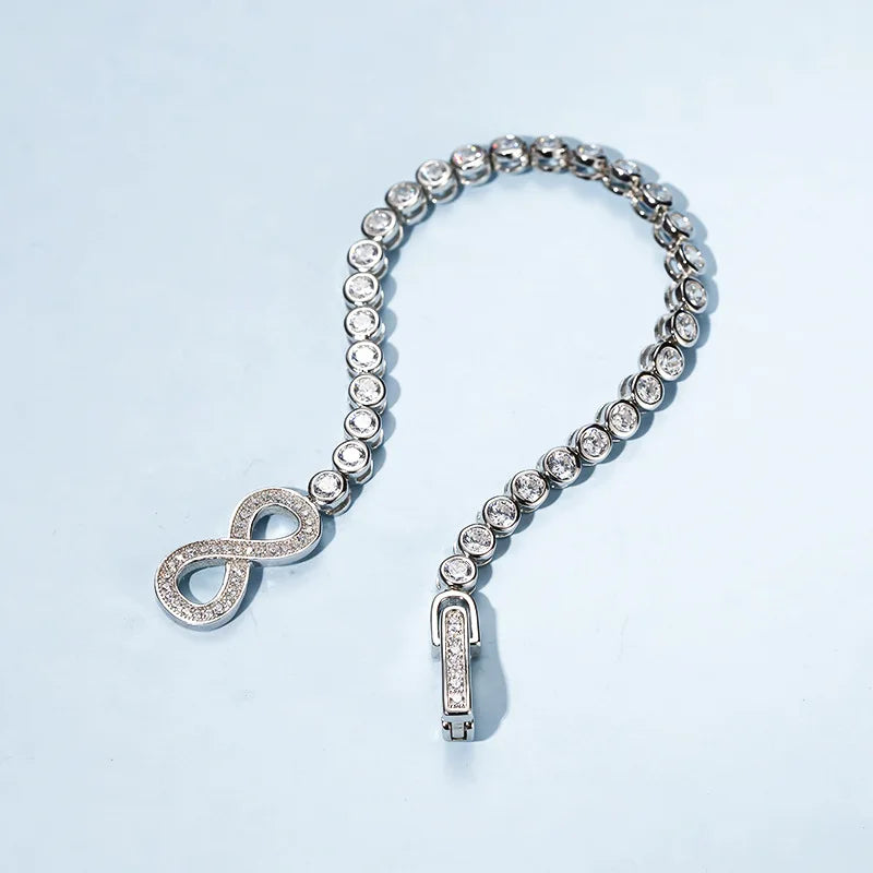 OEVAS Full 3mm High Carbon Diamond Bracelet S925 Sterling Silver Sparkling Bracelet-losil