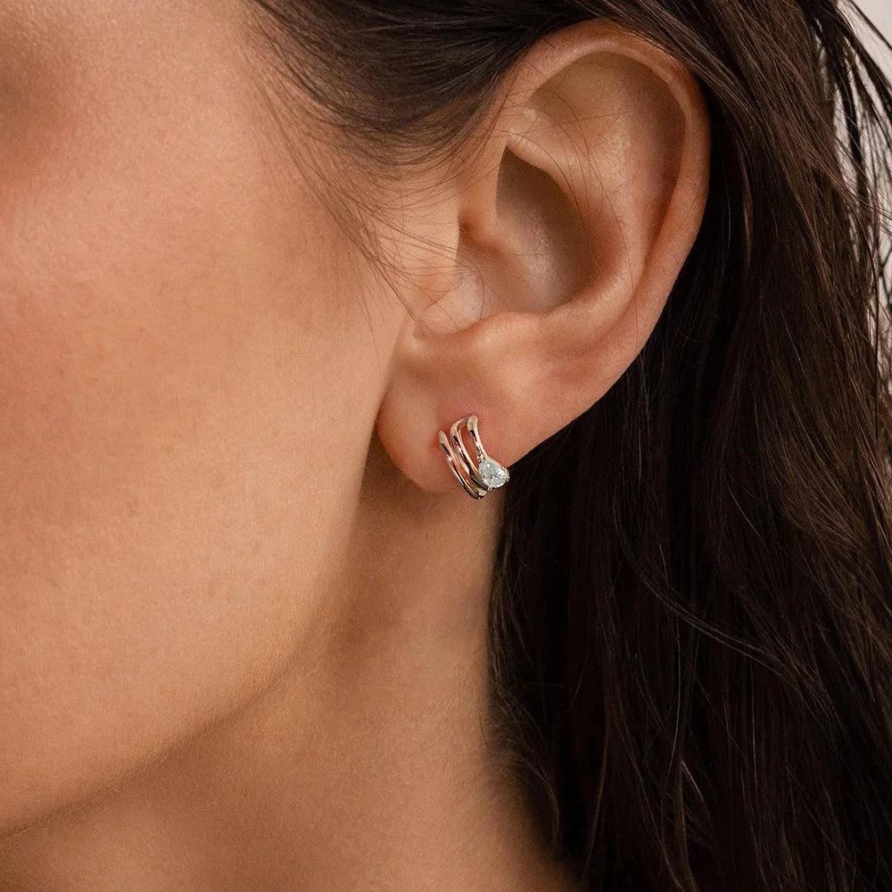 OEVAS 0.5CT 4X6MM Water Drop Moissanite Clip Earrings for Women Girls S925-losil