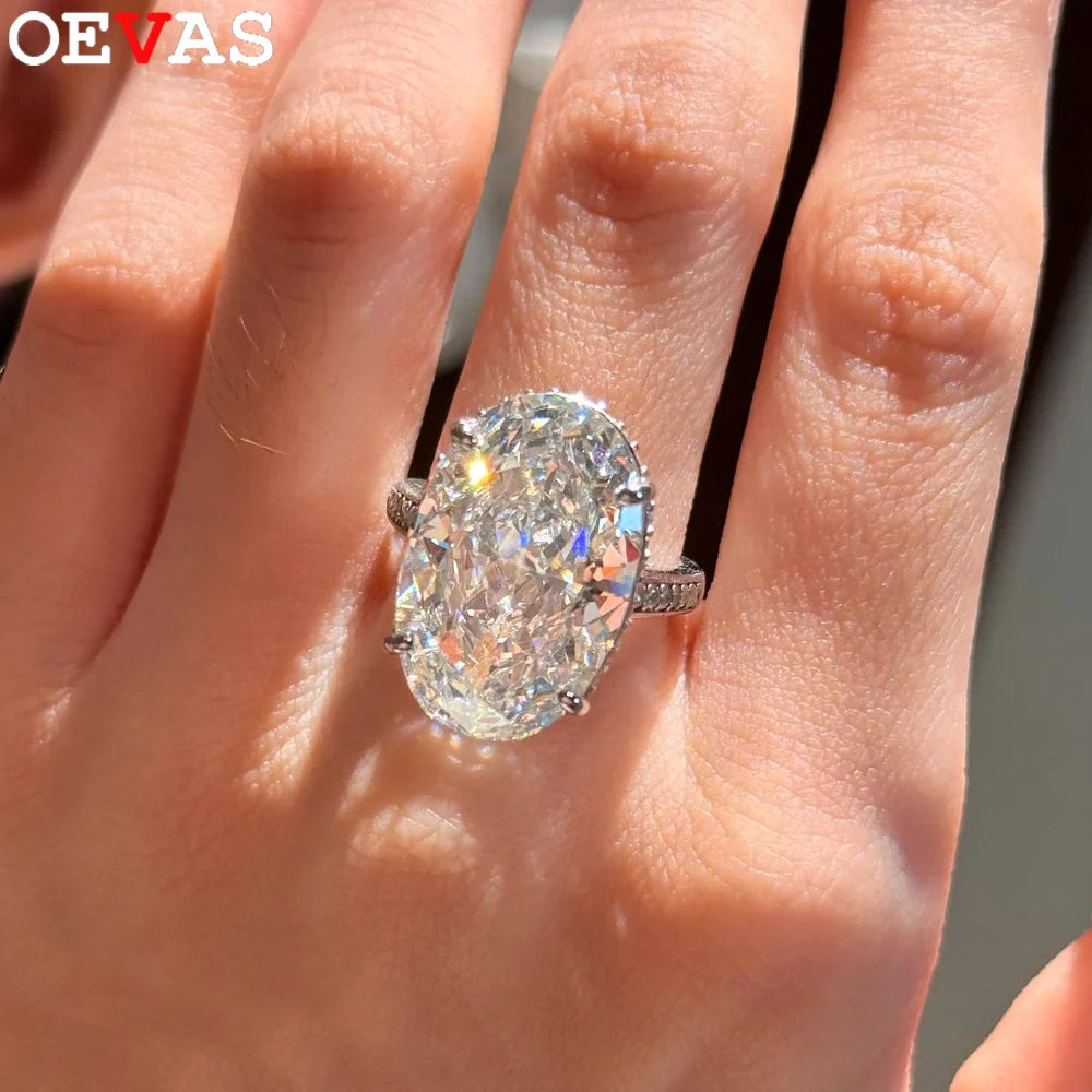 OEVAS 20CT 13*20mm Oval Cut Moissanite Ring For Women S925 Sterling Silver-losil