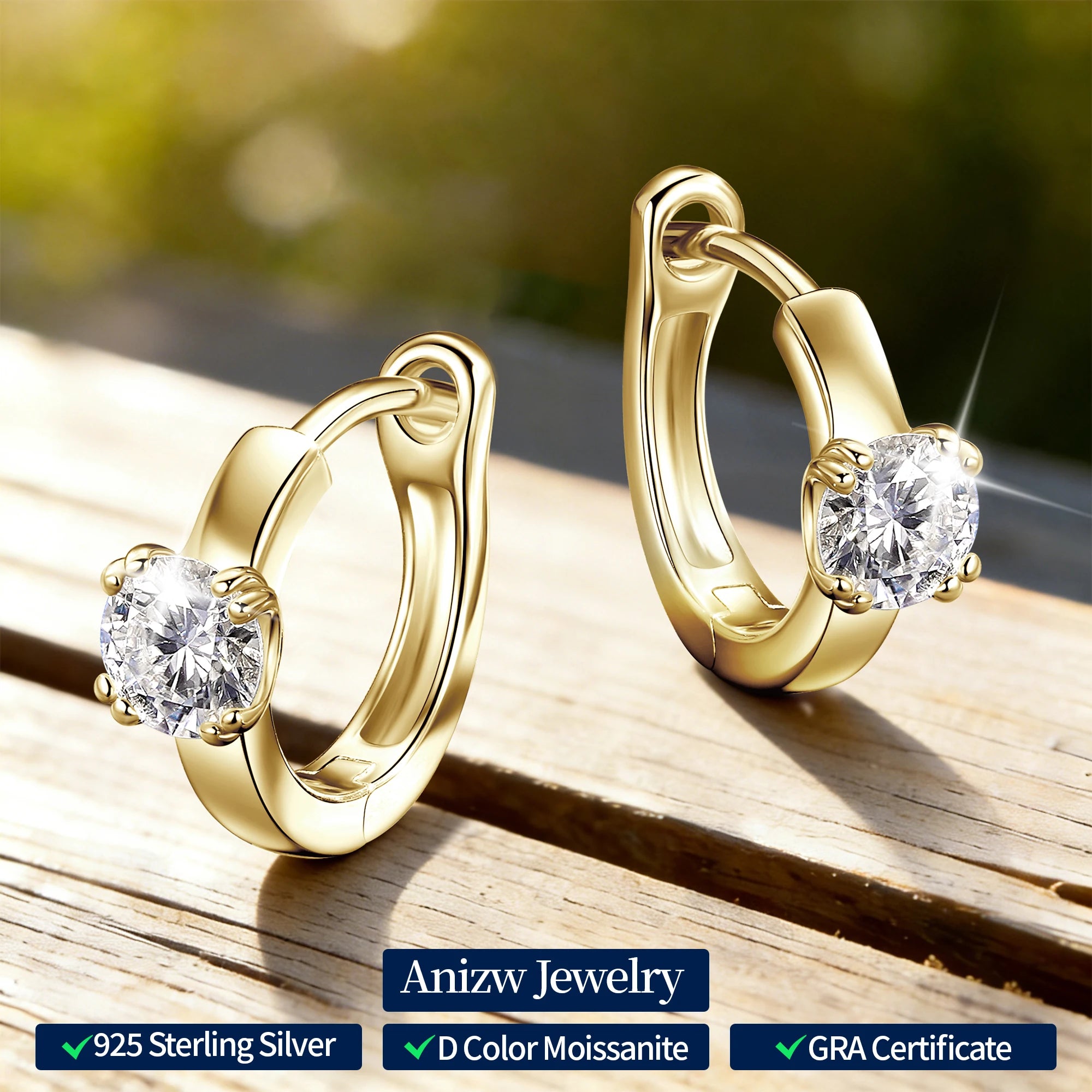 Anziw 5mm 0.5CT D Moissanite Earrings Small Hoops for Women Real 925-losil