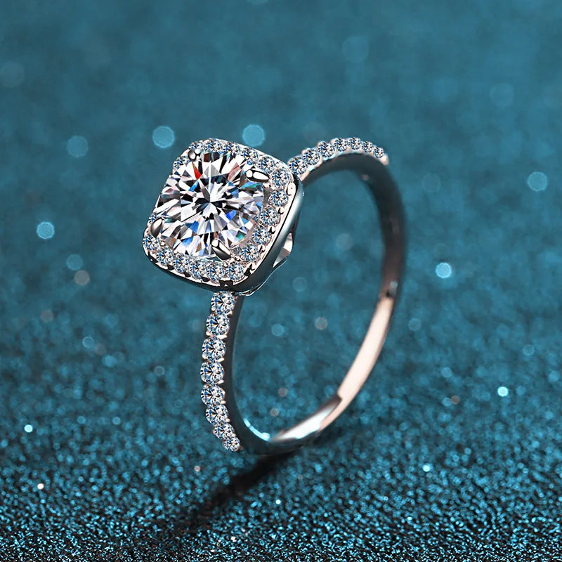 OEVAS 100% 925 Sterling Silver 0.5CT 1CT 2CT Moissanite Ring Diamond Band-losil