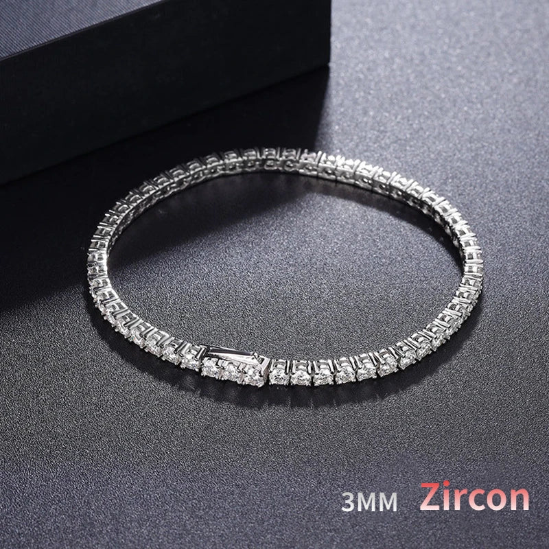 OEVAS 2/2.5/3/4/5mm Full Moissanite Bracelet for Women 100% 925 Sterling Silver Party-losil
