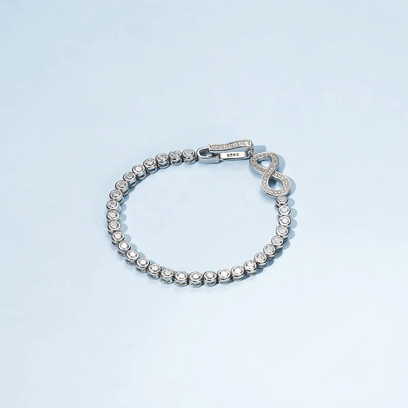OEVAS Full 3mm High Carbon Diamond Bracelet S925 Sterling Silver Sparkling Bracelet-losil