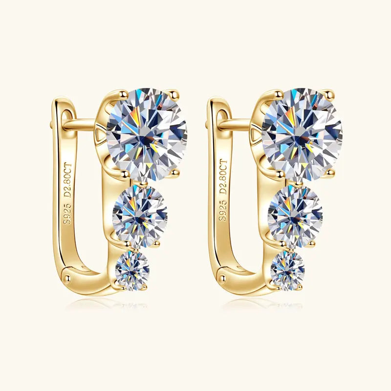 Anziw 5.60cttw. D Moissanite U Shape Hoop Earrings for Women 925 Silver-losil