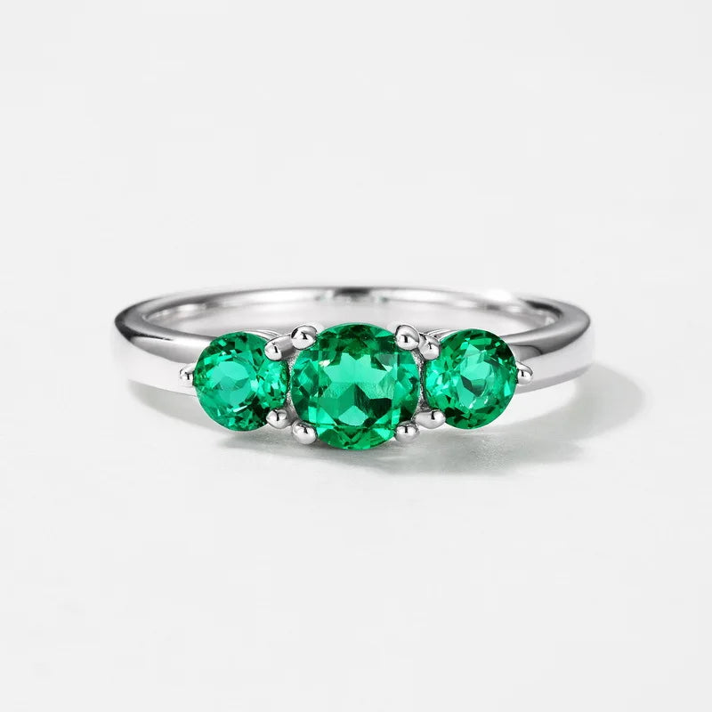 OEVAS Lab Grown Emerald Ring 100% S925 Sterling Silver inlay Zircon For-losil