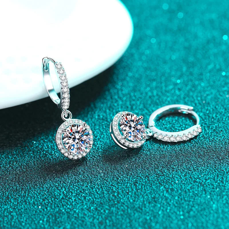 OEVAS 6.5mm 2cttw D Color Moissanite Earring 100% S925 Sterling Sliver Earrings-losil
