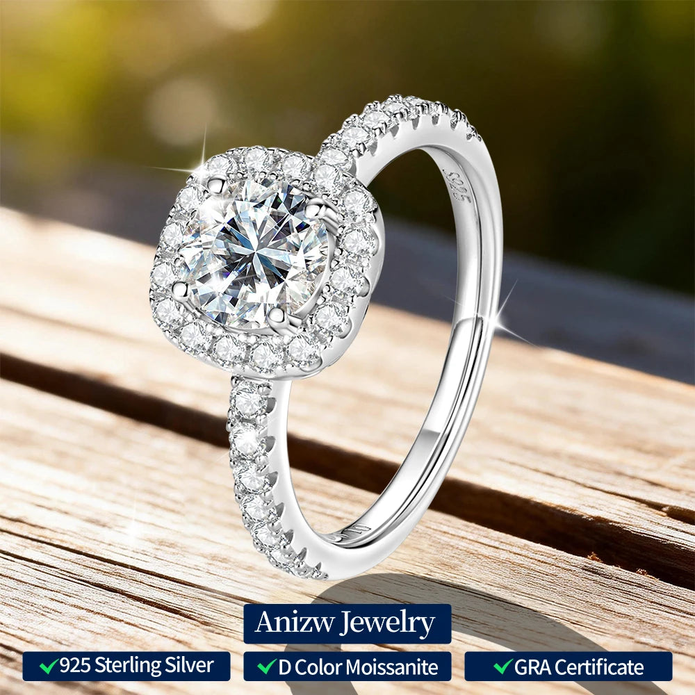 Anziw Classic 2CT 1CT GRA Certified Moissanite Wedding Engagemenr Rings for Women-losil