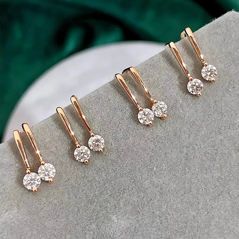 Huitan Simple Stylish Pierced Small Drop Earrings for Women Chic Rose Gold-losil