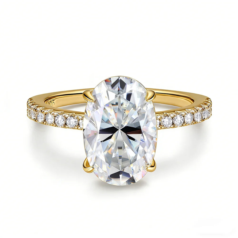 OEVAS 8*12mm 4.5CT Oval Real Moissanite Wedding Rings For Women 100% 925-losil