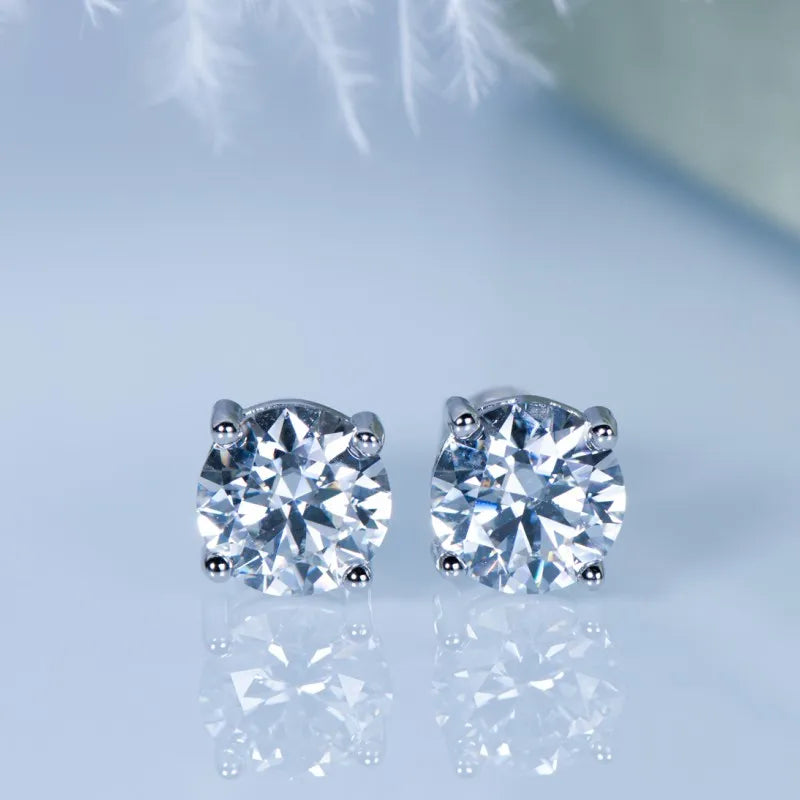 Anziw Sparking 3 Carat 6cctw Moissanite Stud Earrings for Women Men D-losil
