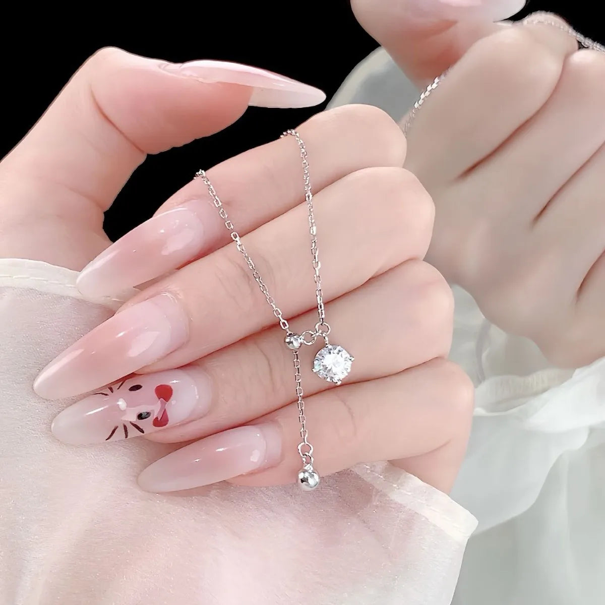 OEVAS 6MM Round Moissanite Pendant Necklace For Women 100% S925 Silver Adjustable-losil