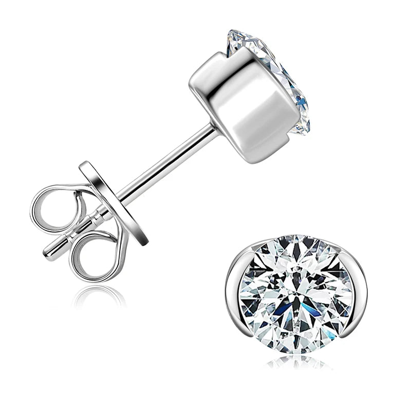 Anziw 1.0CT 6.5mm Sparking Moissanite Lab Diamond Stud Earrings 925 Sterling Silver-losil