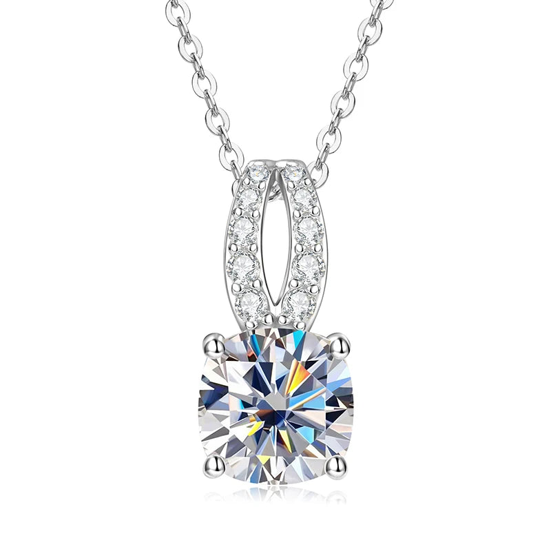 Anziw New 2.5CT D Moissanite Pendant Necklace for Women 8x8mm Cushion Cut-losil