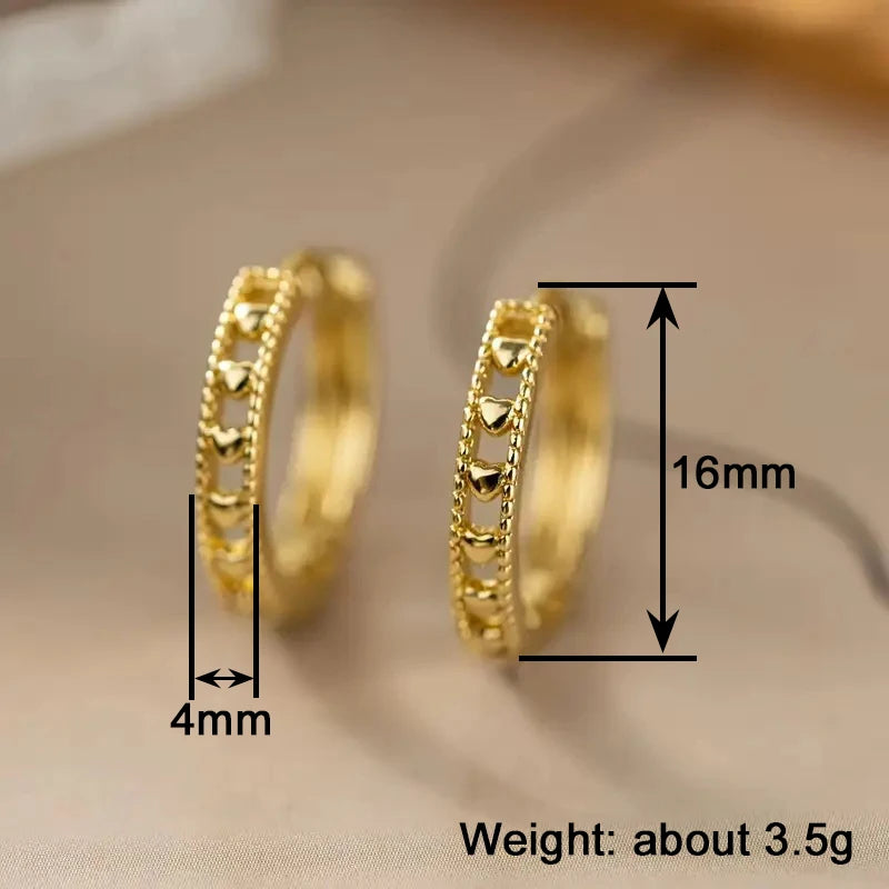 Huitan Opulent Dainty Hoop Earrings with Hollow Heart Design Graceful Elegant Jewelry-losil