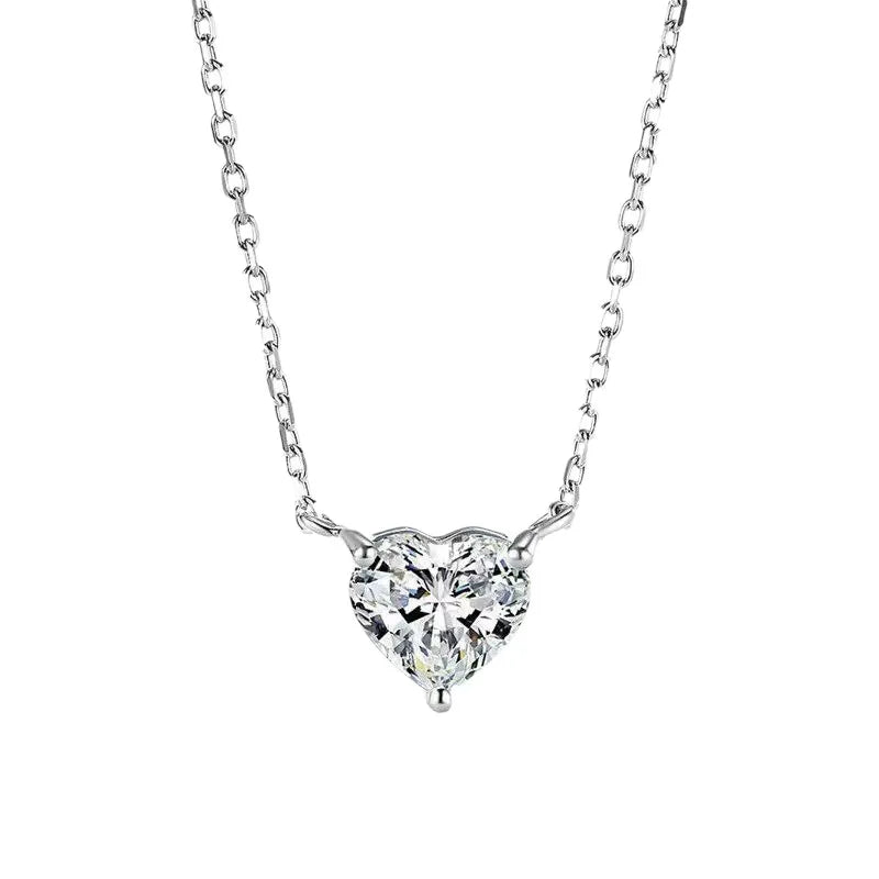 OEVAS 1-3ct Classic Heart Cut Moissanite Pendant Necklace For Women S925 Silver-losil