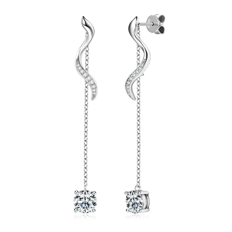 Anziw 6.5mm 1CT Moissanite Drop Snake Stud Earrings for Women 925 Silver-losil